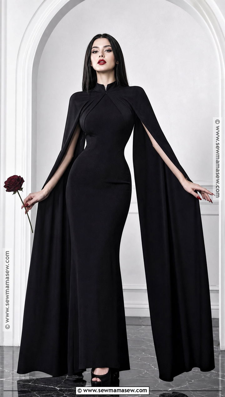 Cape Sleeve Morticia Addams Costume - 45 morticia addams costume ideas