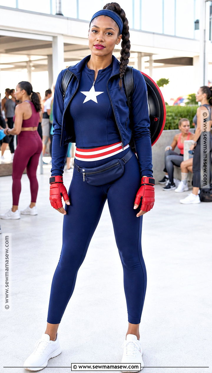 Captain America Athleisure Costume - 30 Captain America Costume Ideas for Women