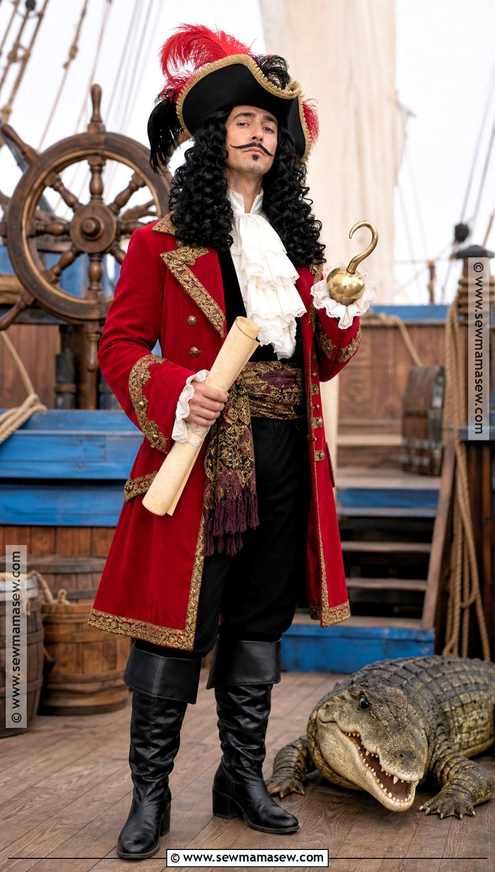 Captain Hook Costume With Red Coat - 30 Villain Costume Ideas