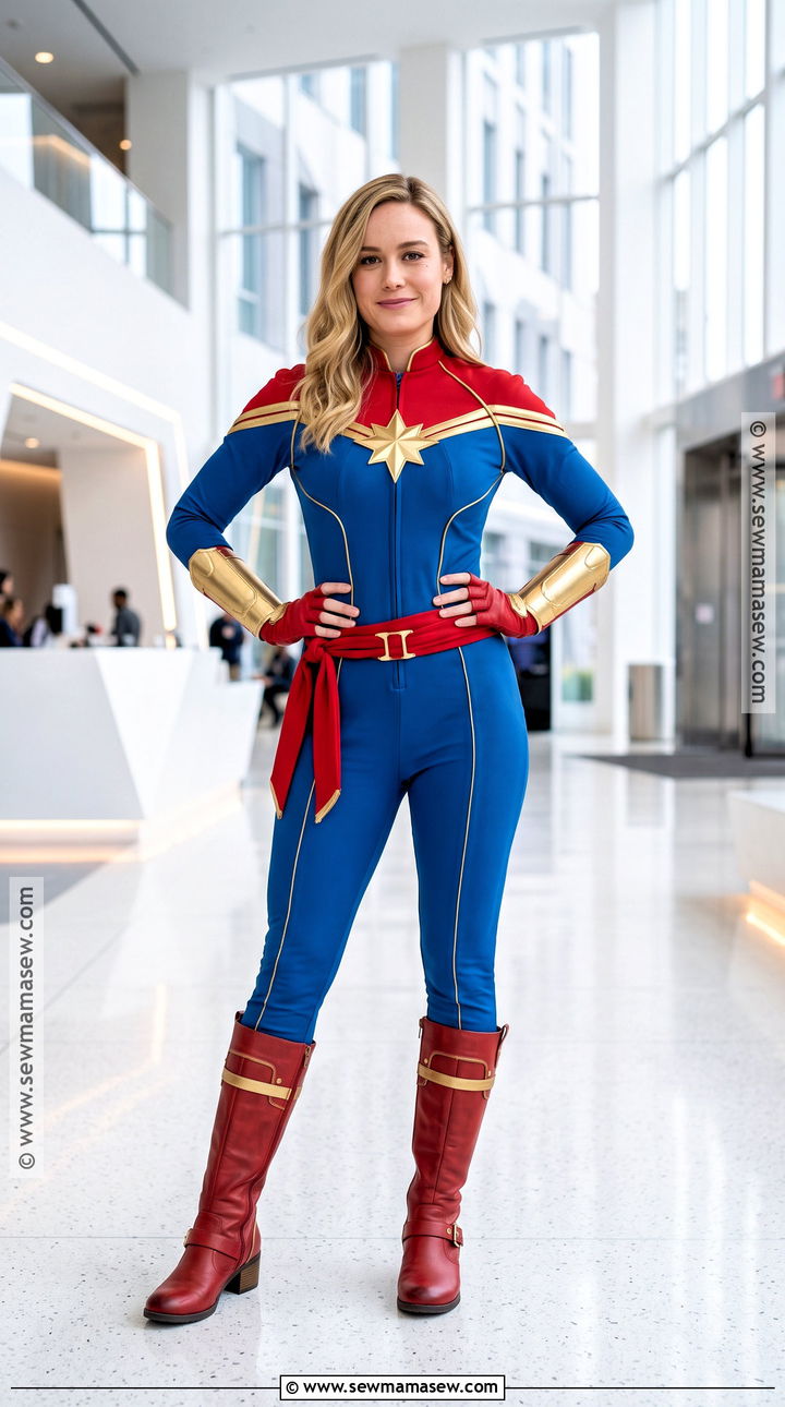 Captain Marvel Costume With Gold Star - 30 Marvel Halloween Costumes for Women