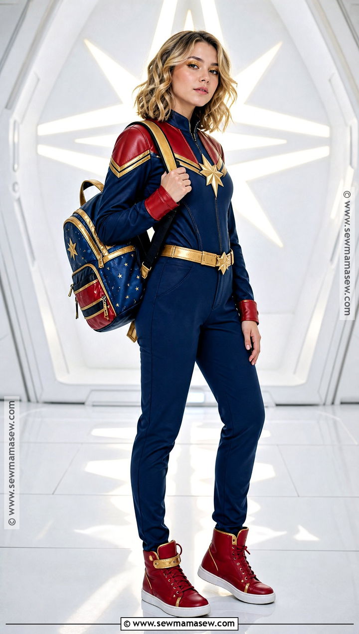 Captain Marvel Costume With Gold Star - 30 girl superhero costumes