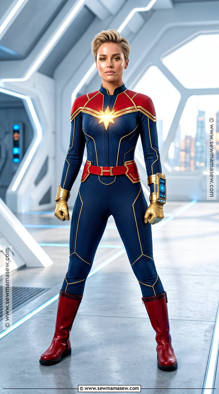 Captain Marvel Costume With Red And Blue Suit - 30 super hero costume ideas