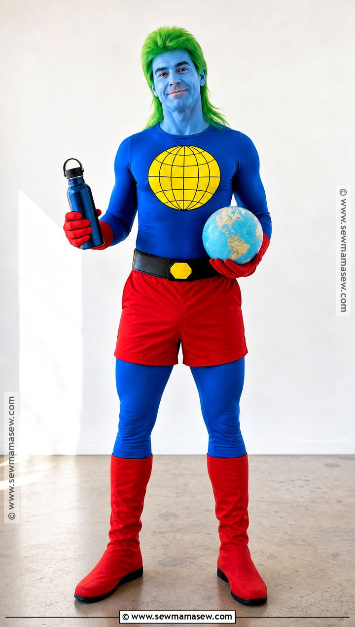 Captain Planet Costume With Blue Skin - 30 childhood heroes costume ideas