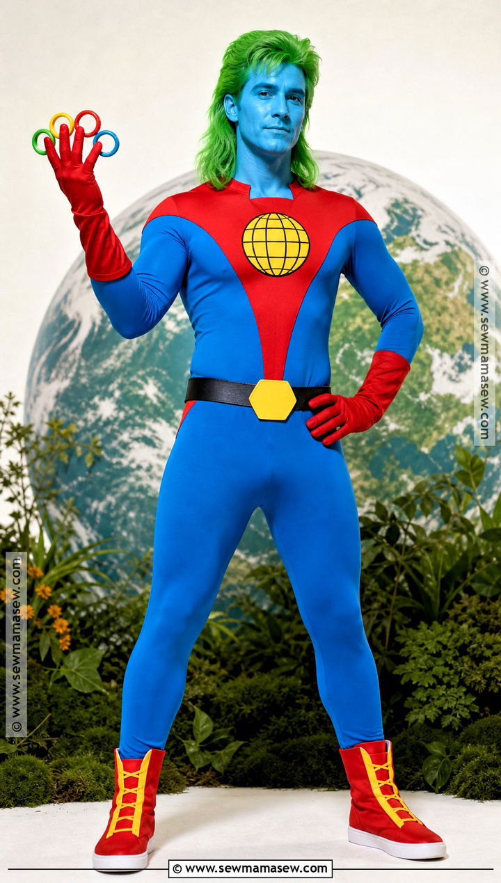 Captain Planet Costume With Green Mullet - 30 green hair halloween costumes