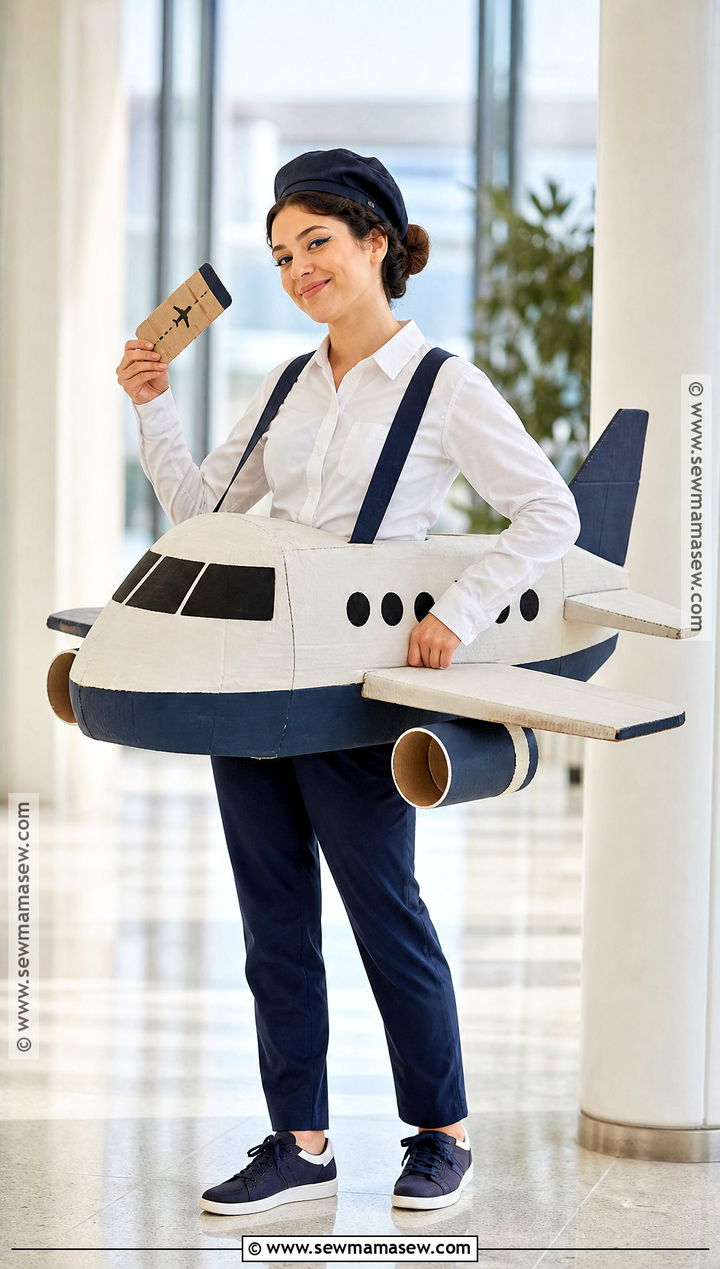 Cardboard Airplane Recycled Costume - 30 Recycled Costume Ideas