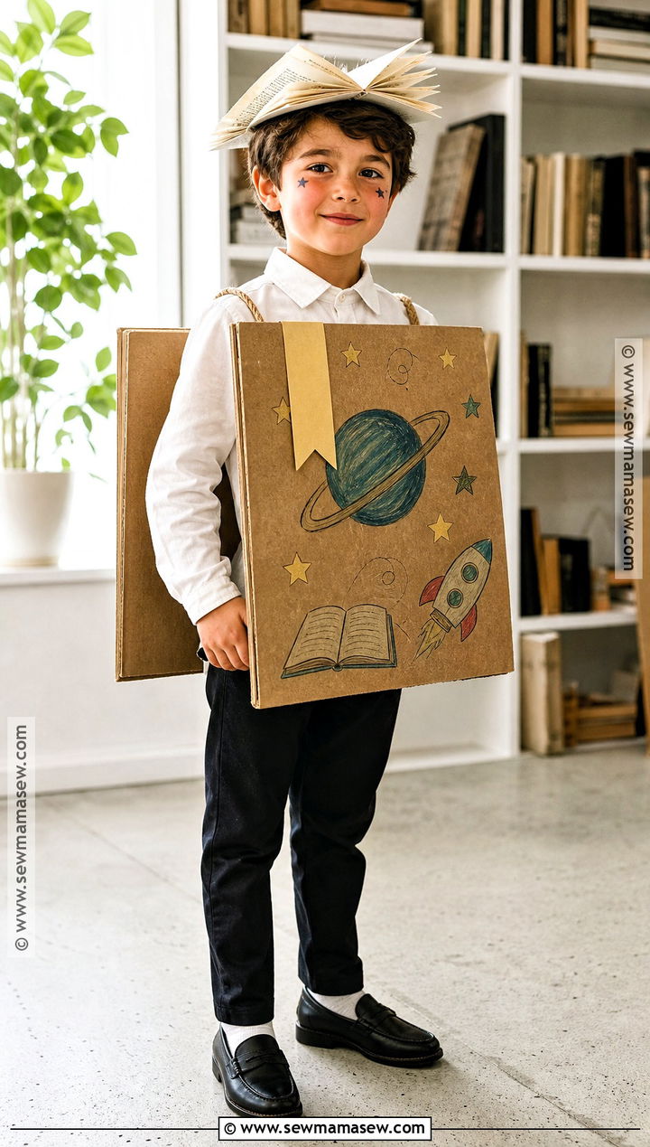 Cardboard Book Costume - 35 recycled costumes for kids