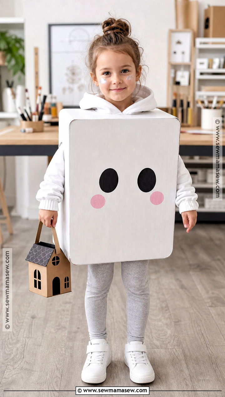 Cardboard Box Ghost Costume - 30 kids ghost costume ideas