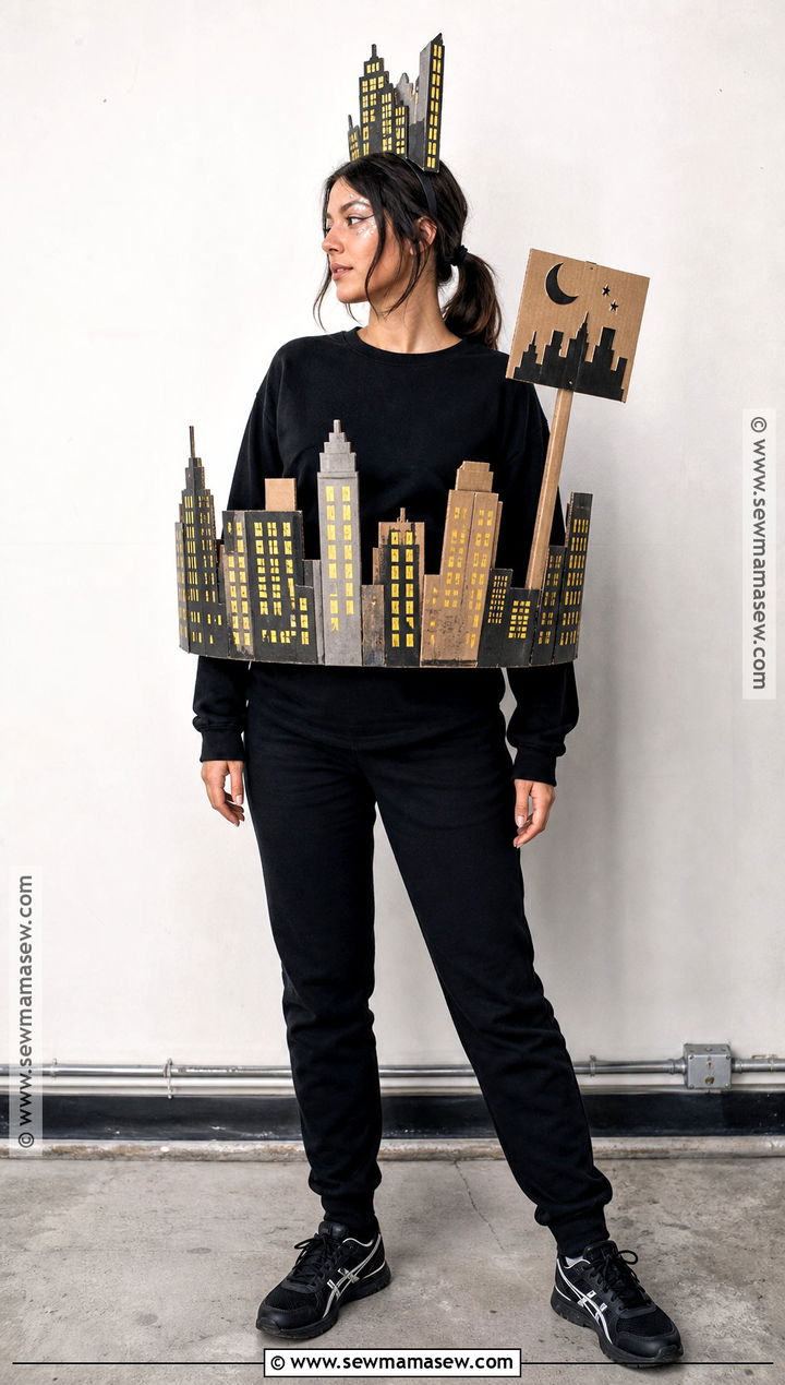 Cardboard City Skyline Recycled Costume - 30 Recycled Costume Ideas