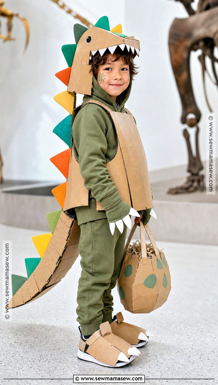 Cardboard Dinosaur Recycled Costume - 30 Recycled Costume Ideas