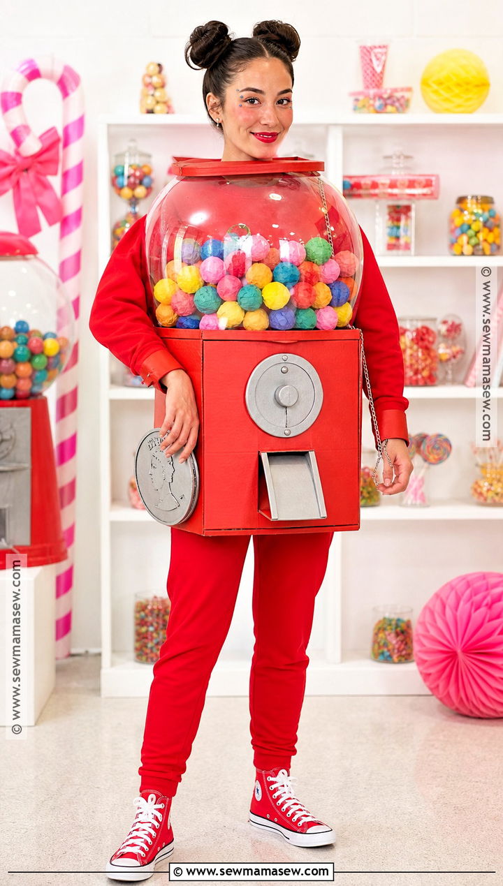 Cardboard Gumball Machine Recycled Costume - 30 Recycled Costume Ideas