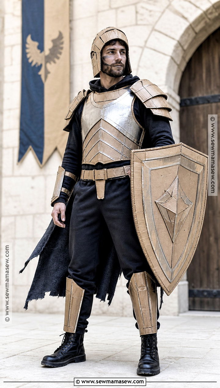 Cardboard Knight Costume - 30 recycled costume ideas for men