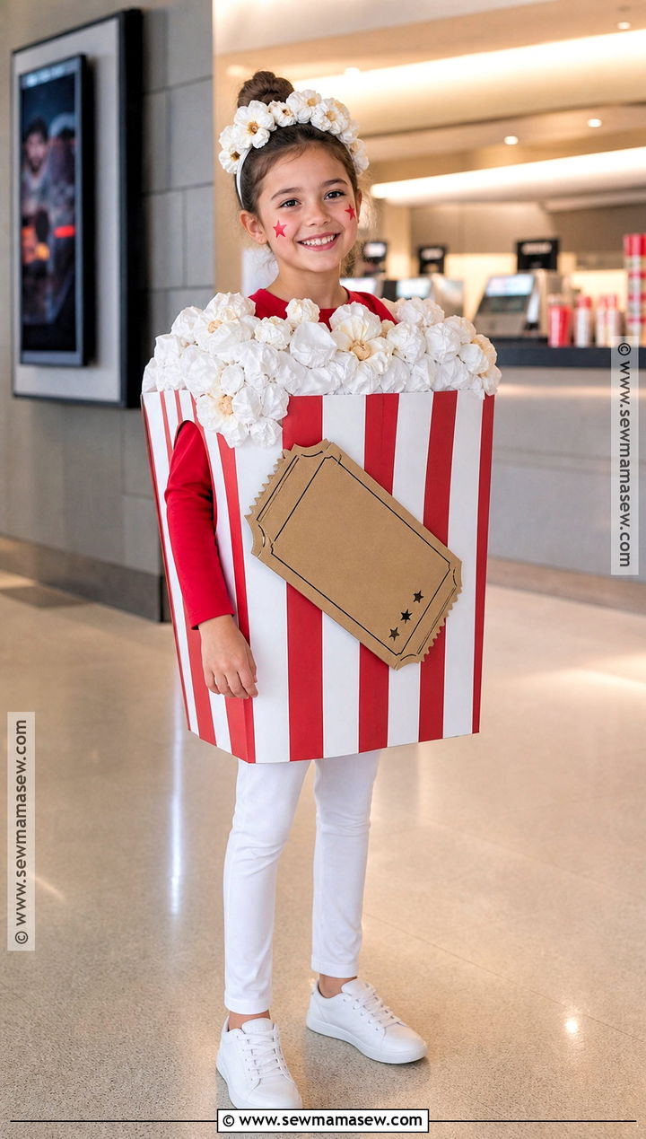 Cardboard Popcorn Box Costume - 35 recycled costumes for kids