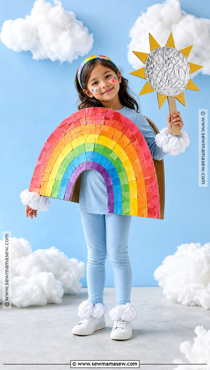 Cardboard Rainbow Costume - 35 recycled costumes for kids