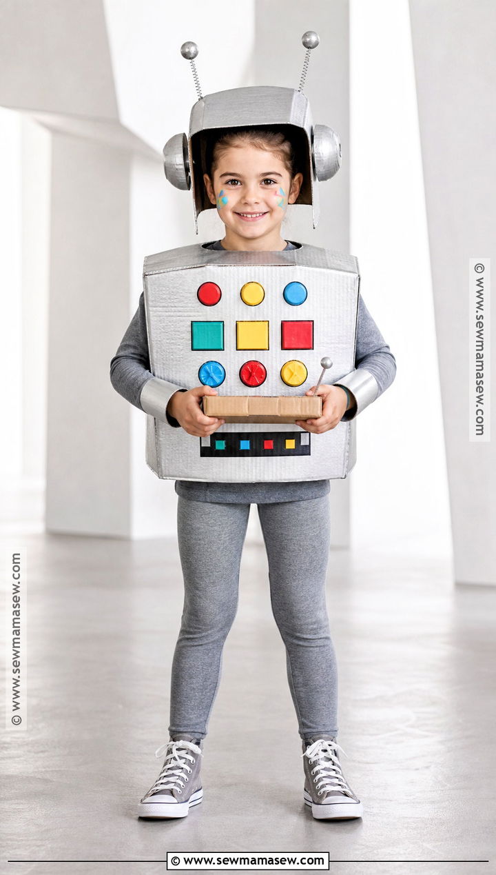 Cardboard Robot Costume With Control Panel - 45 kids halloween costumes