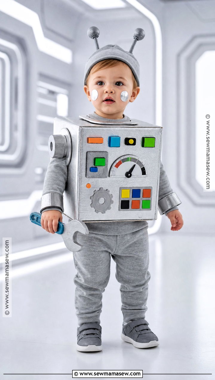 Cardboard Robot Toddler Costume - 30 halloween toddler costumes
