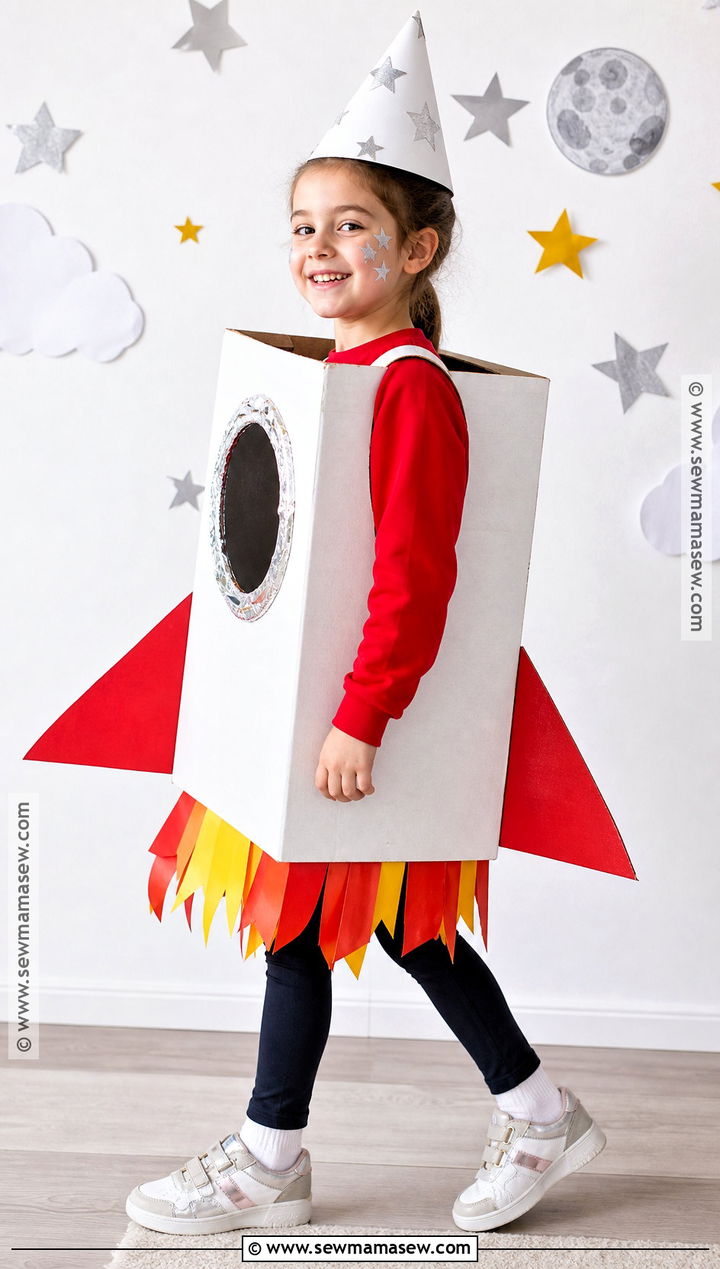 Cardboard Rocket Costume - 35 recycled costumes for kids