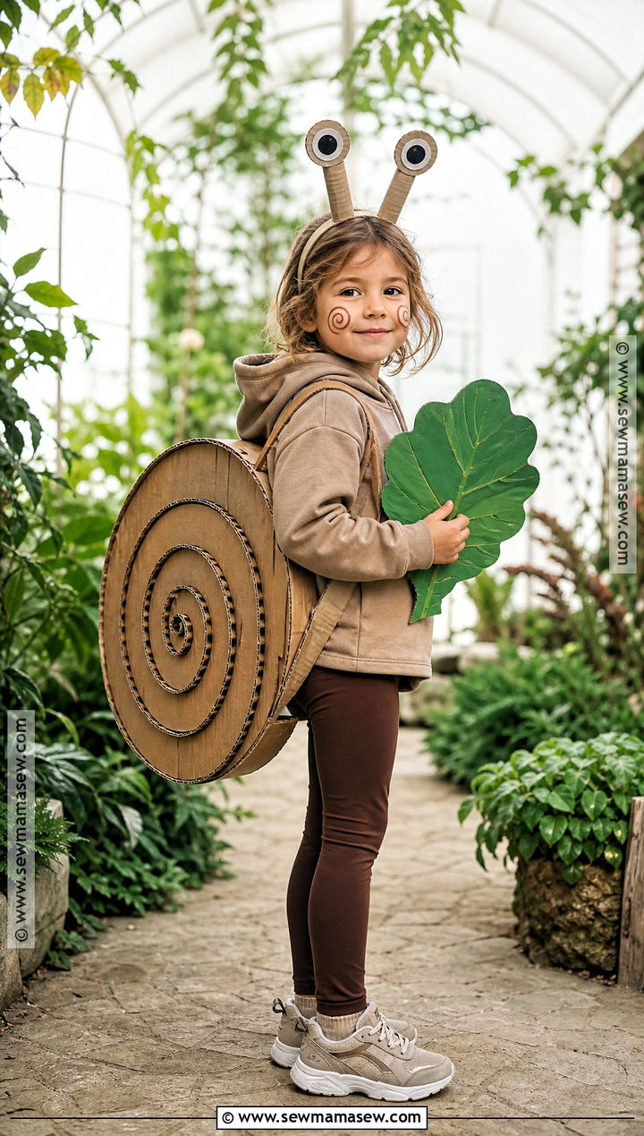 Cardboard Snail Costume - 35 recycled costumes for kids