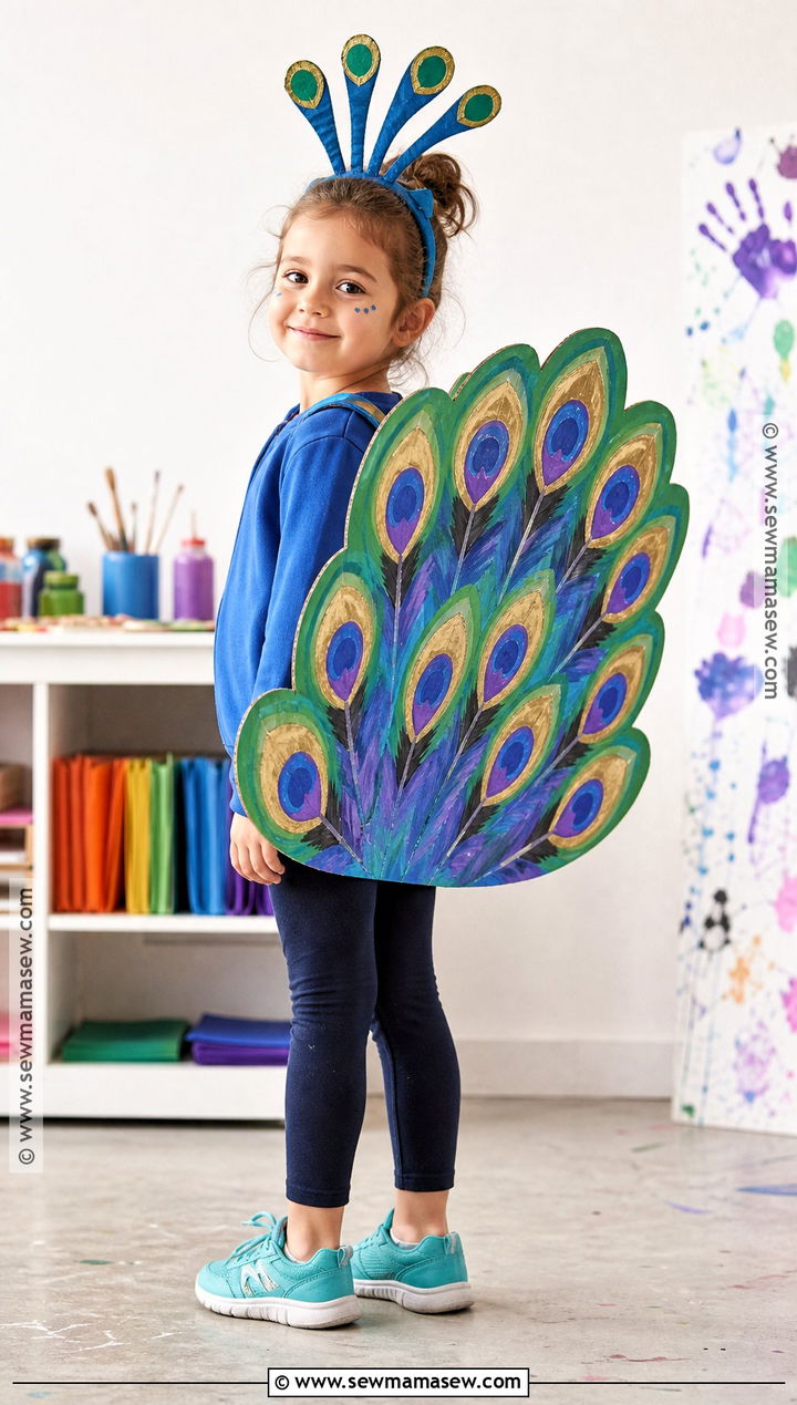 Cardboard Tail Peacock Costume - 30 peacock costume ideas for kids