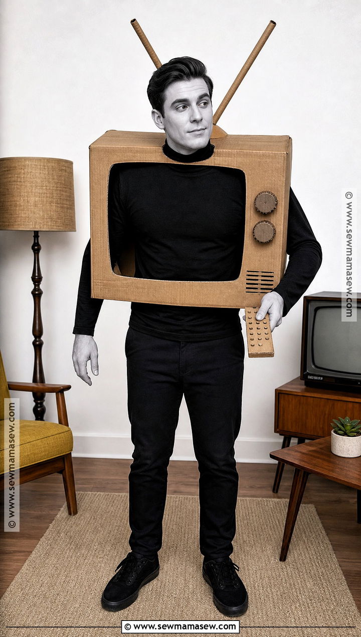 Cardboard Television Costume - 30 recycled costume ideas for men