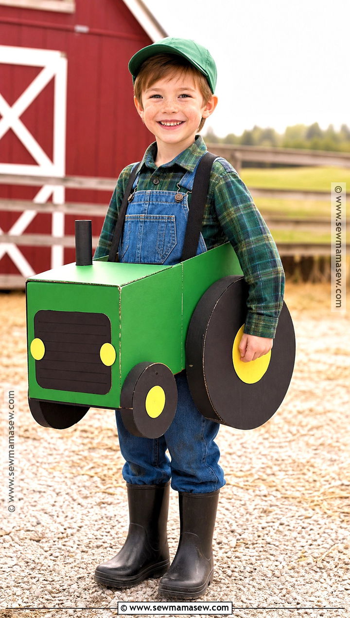 Cardboard Tractor Farmer Costume - 30 farmer costume ideas for kids