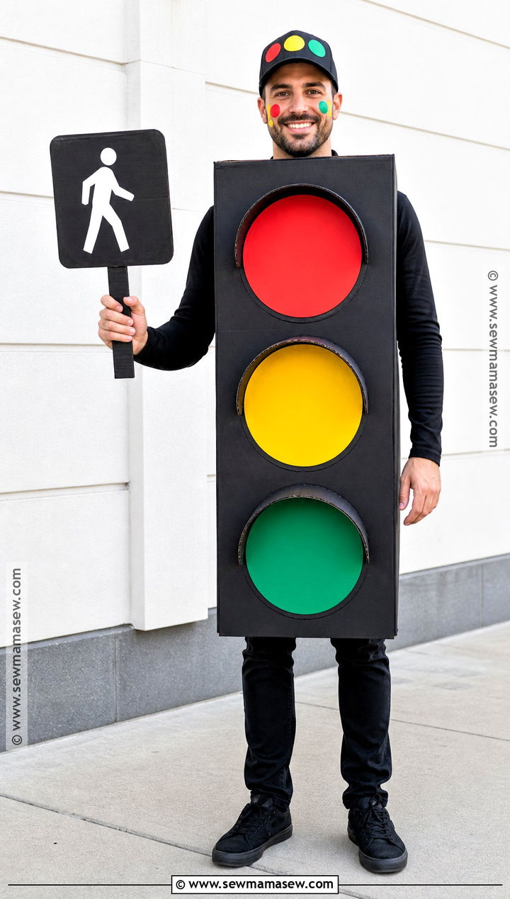 Cardboard Traffic Light Costume - 30 recycled costume ideas for men