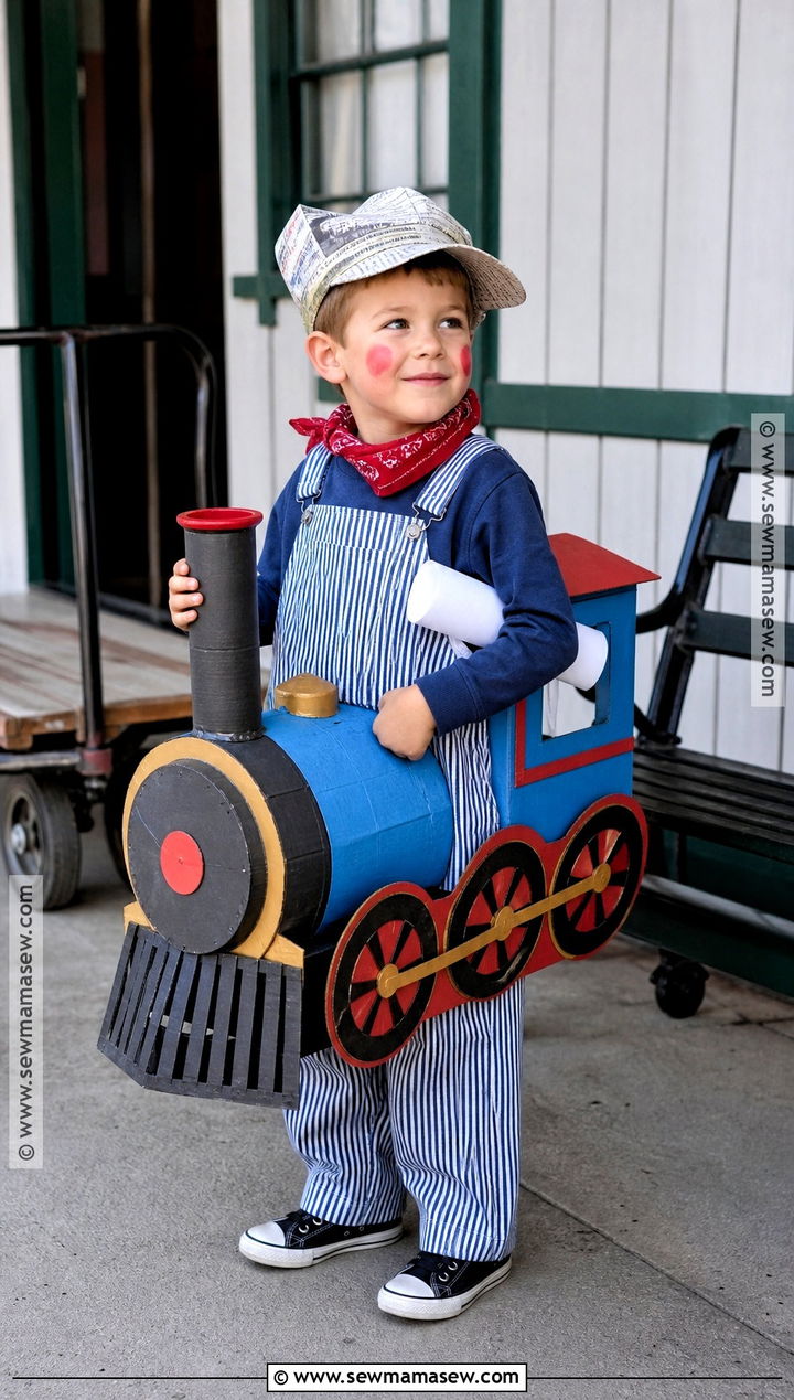 Cardboard Train Costume - 35 recycled costumes for kids