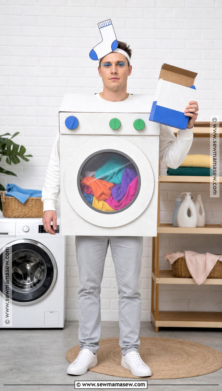 Cardboard Washing Machine Costume - 30 recycled costume ideas for men
