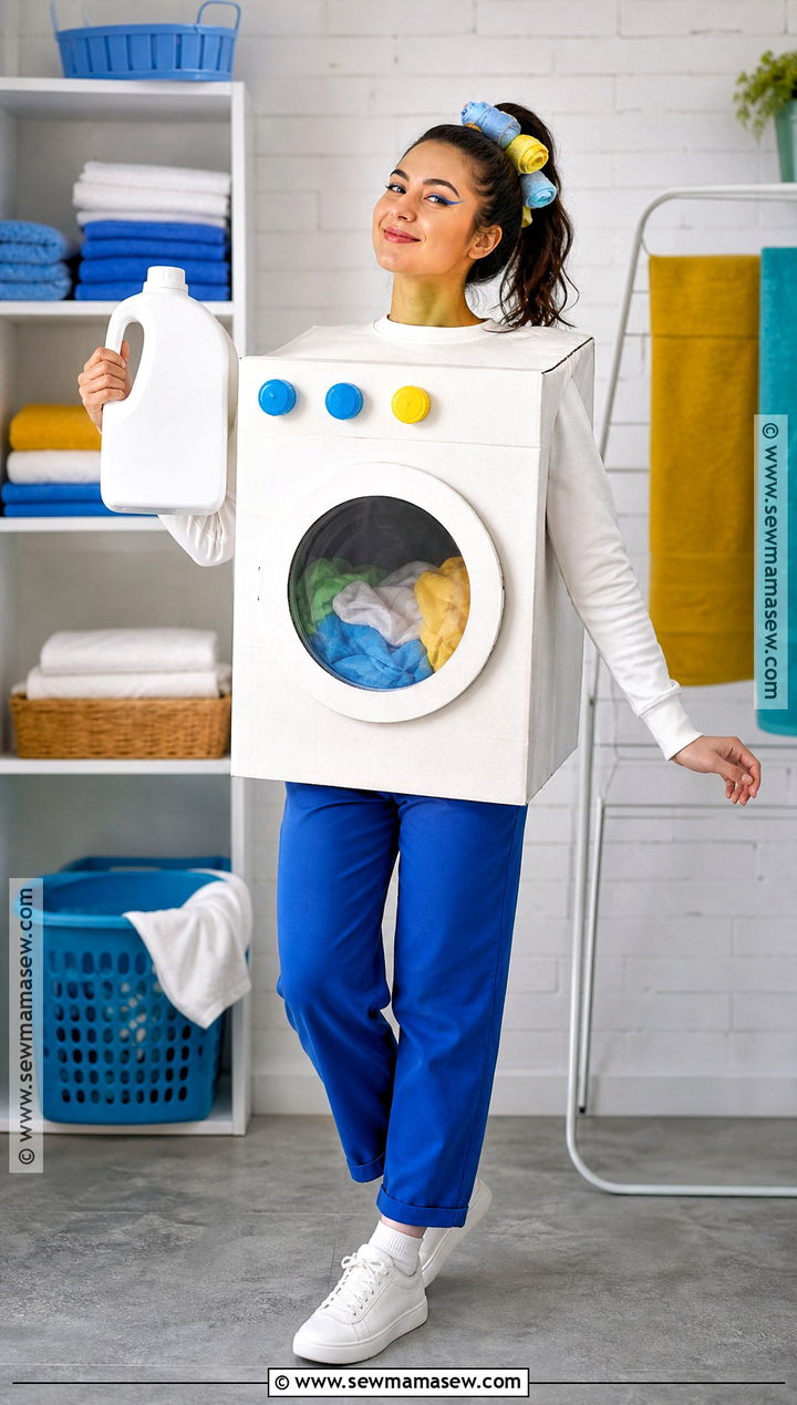 Cardboard Washing Machine Recycled Costume - 30 Recycled Costume Ideas