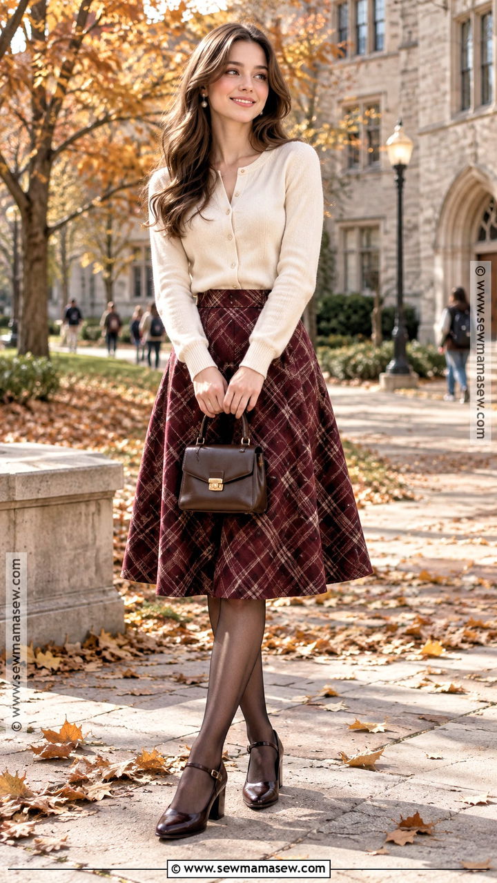 Cardigan And A Line Skirt Autumn Graduation Outfit - 20 autumn graduation outfit ideas