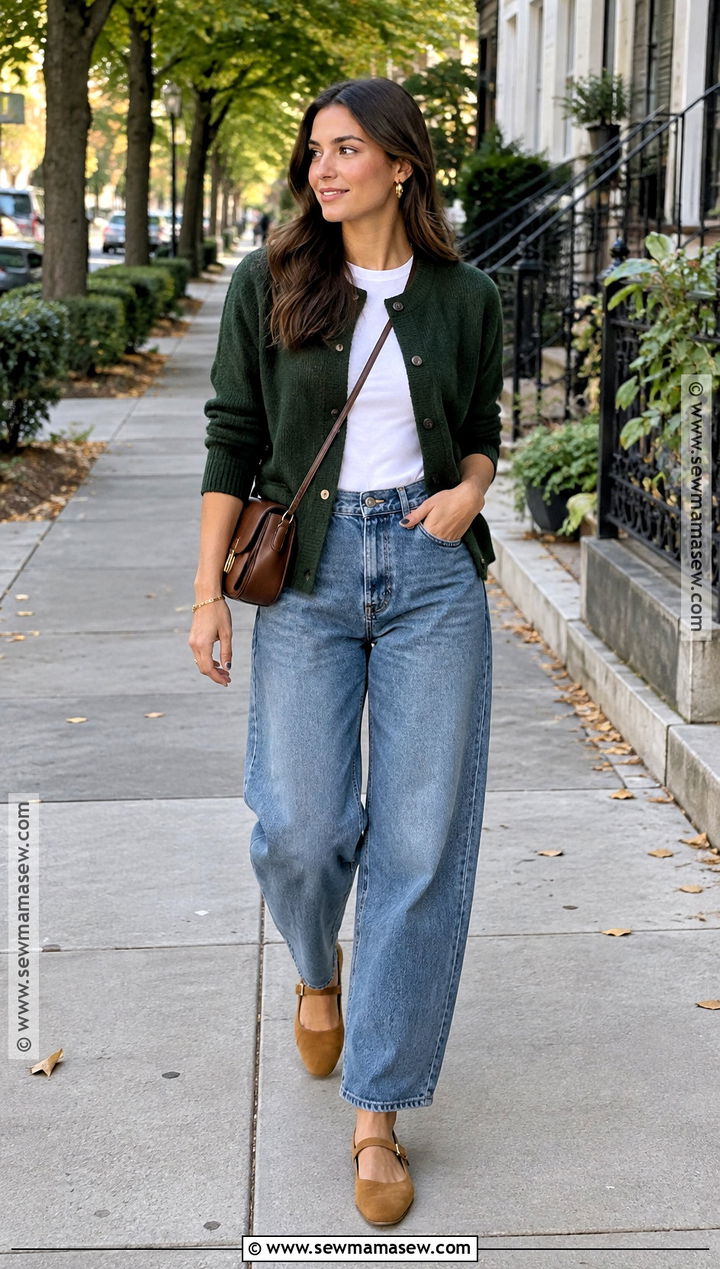 Cardigan And Barrel Jeans Fall Outfit - 30 casual fall outfits for women