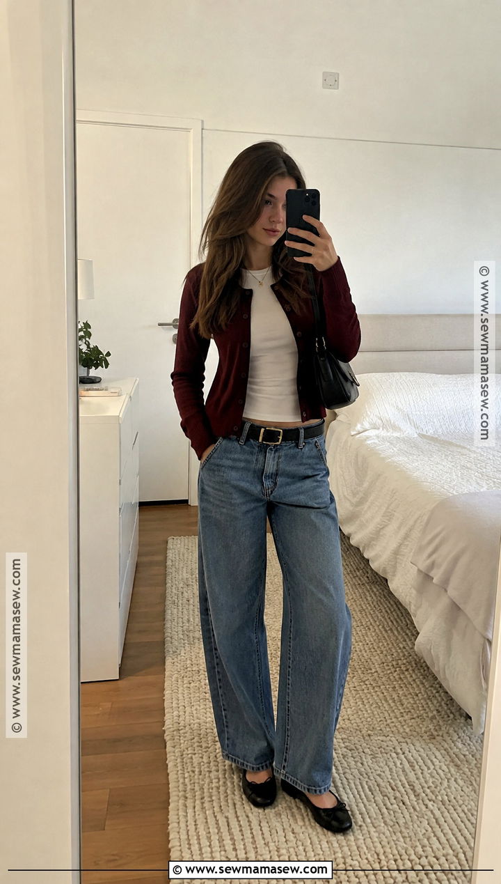 Cardigan And Barrel Jeans Outfit - 20 Fall Teen Girl Outfits