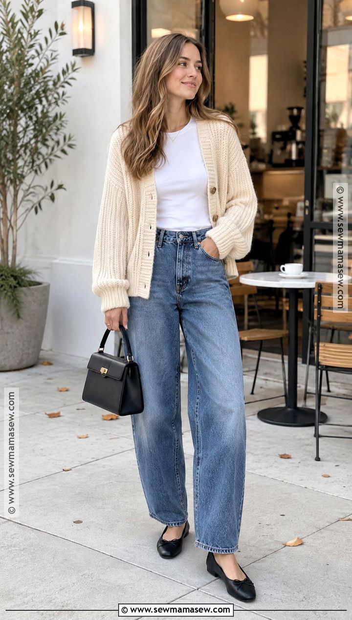Cardigan And Barrel Jeans Outfit - 15 2026 casual fall fashion ideas