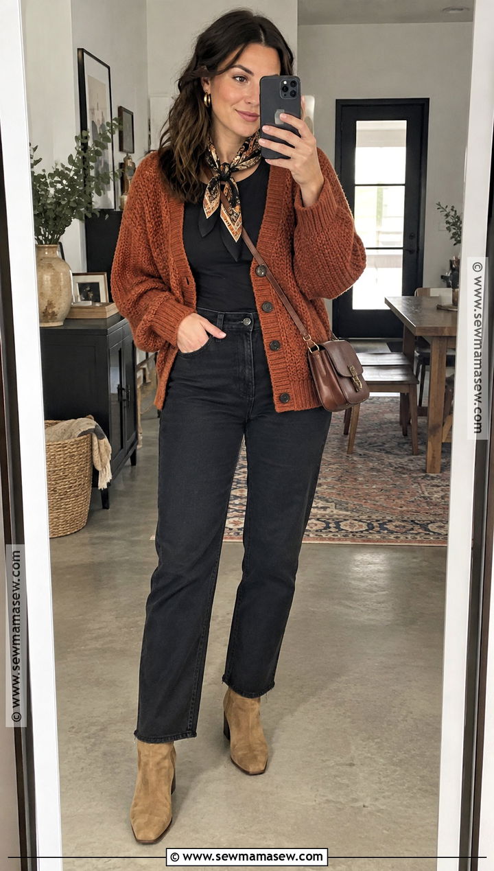 Cardigan And Black Jeans Beer Festival Outfit - 15 fall beer festival outfit ideas