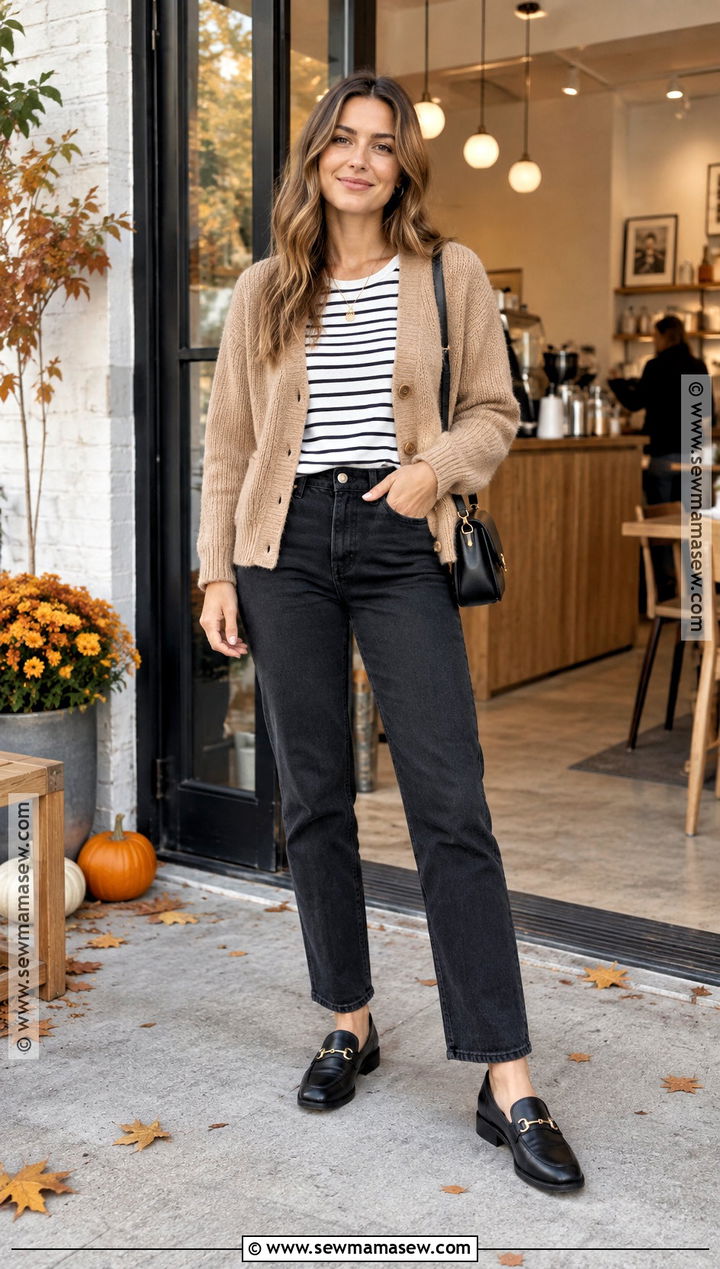 Cardigan And Black Jeans Fall Outfit - 15 Affordable Fall Outfit Ideas