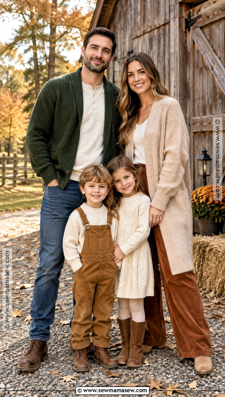 Cardigan And Corduroy Family Outfit - 15 fall family photos sweaters