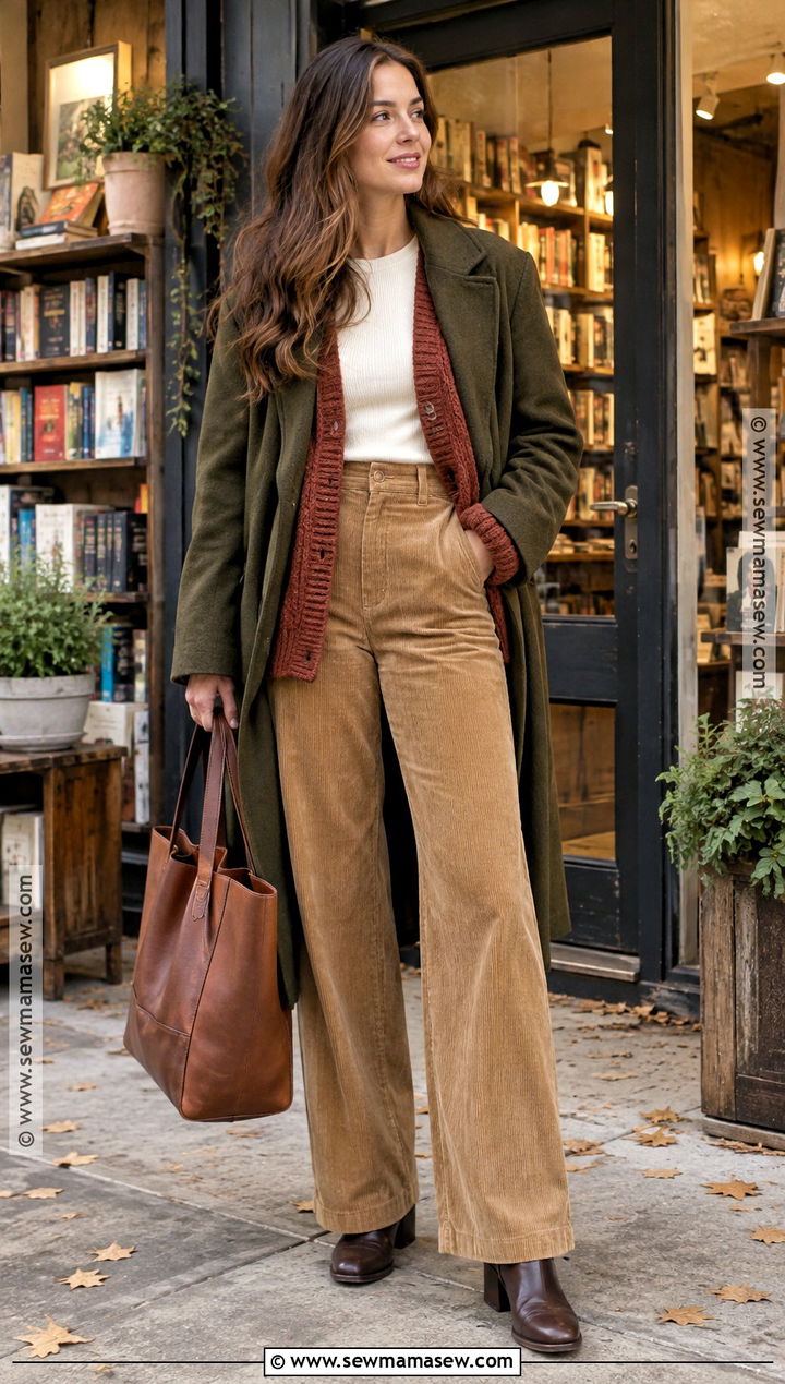 Cardigan And Corduroy Pants Cold Autumn Outfit - 25 cold autumn outfits