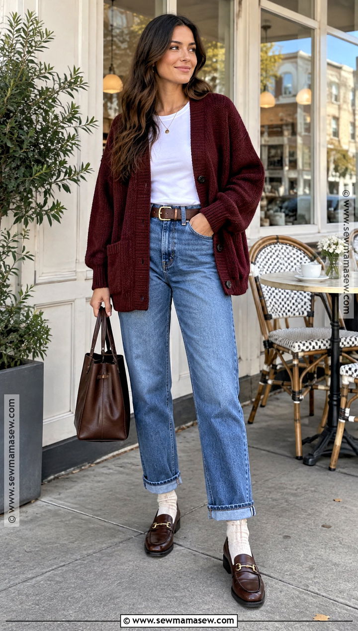 Cardigan And Cuffed Jeans Outfit - 20 Outfits November