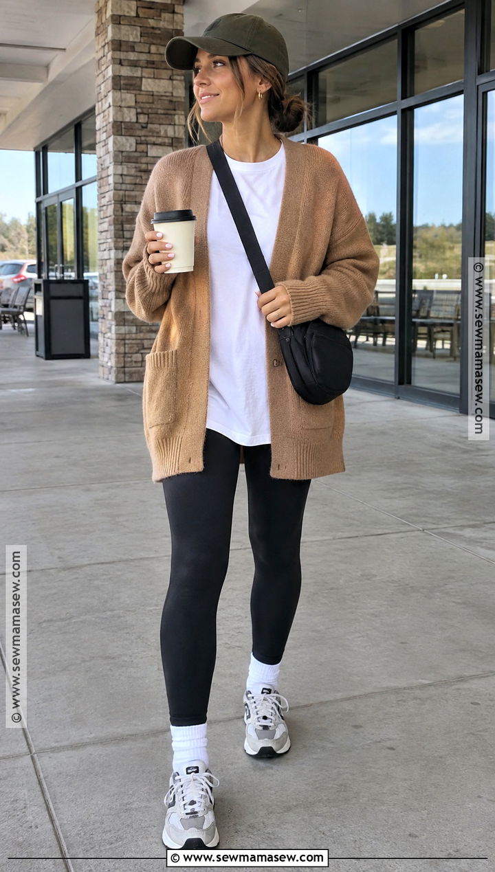 Cardigan And Leggings Fall Travel Outfit - 15 Fall Travel Outfit Inspiration Ideas