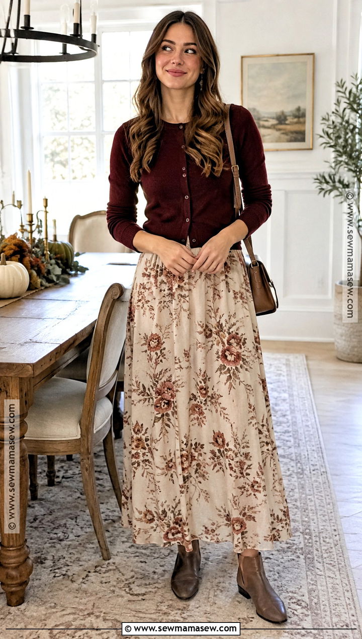 Cardigan And Maxi Skirt Thanksgiving Outfit - 20 comfy casual thanksgiving outfit ideas