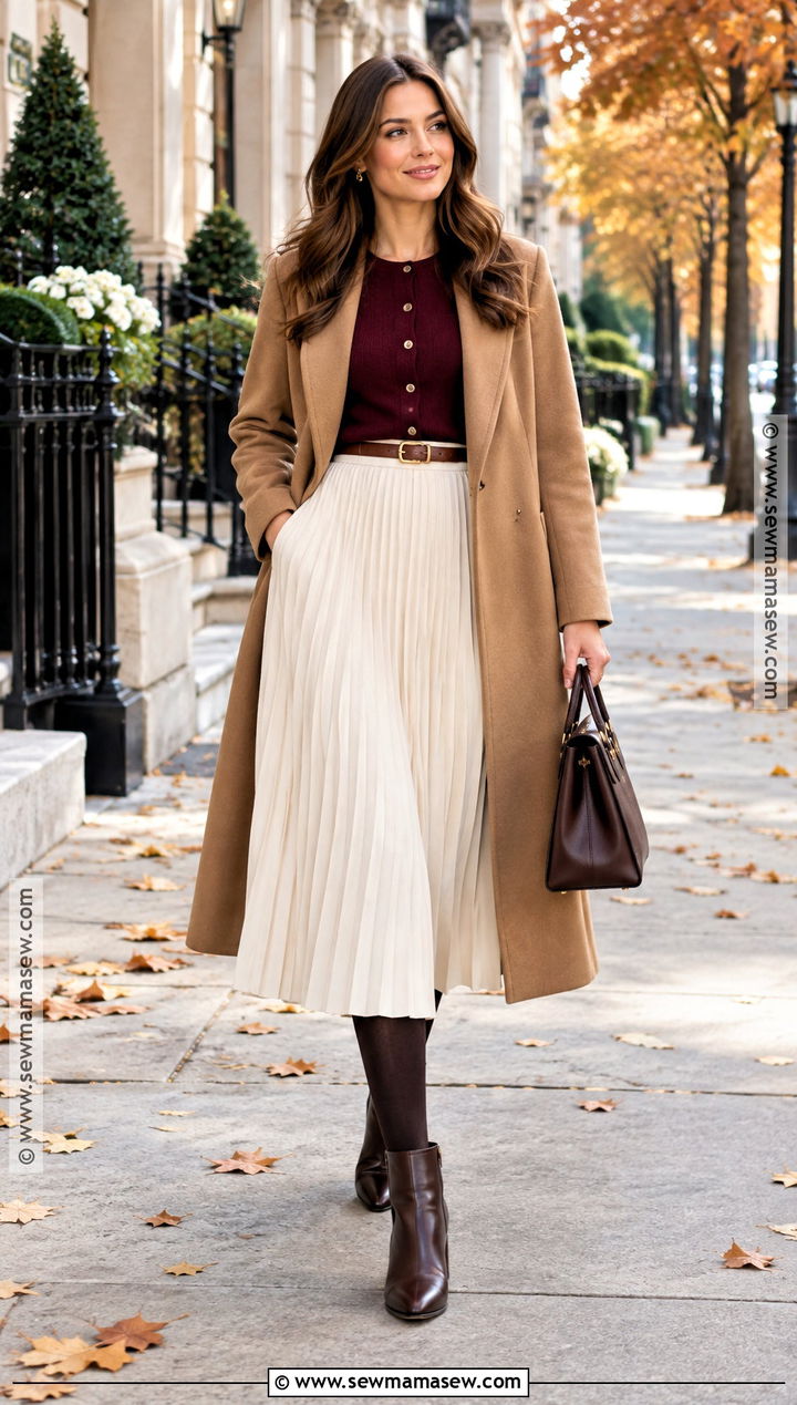 Cardigan And Midi Skirt Fall Work Outfit - 15 warm fall work outfits for women