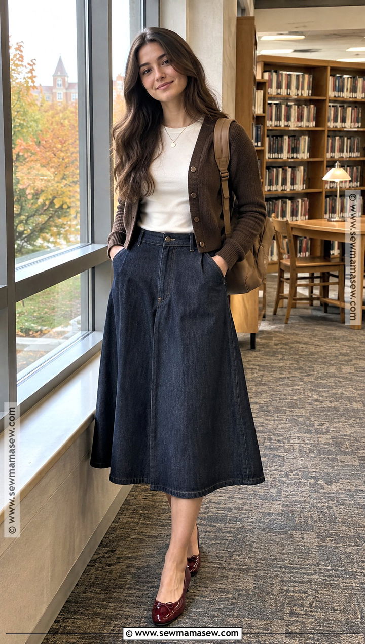 Cardigan And Midi Skirt School Outfit - 25 fall outfit ideas for school