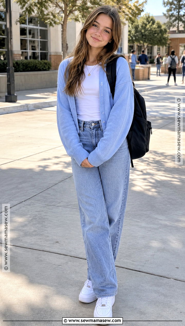 Cardigan And Mom Jeans 8th Grade Outfit - 20 back to school outfits 8th grade