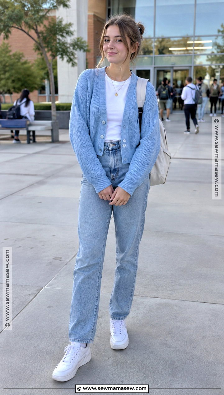 Cardigan And Mom Jeans Back To School Outfit - 20 back to school outfits highschool freshman
