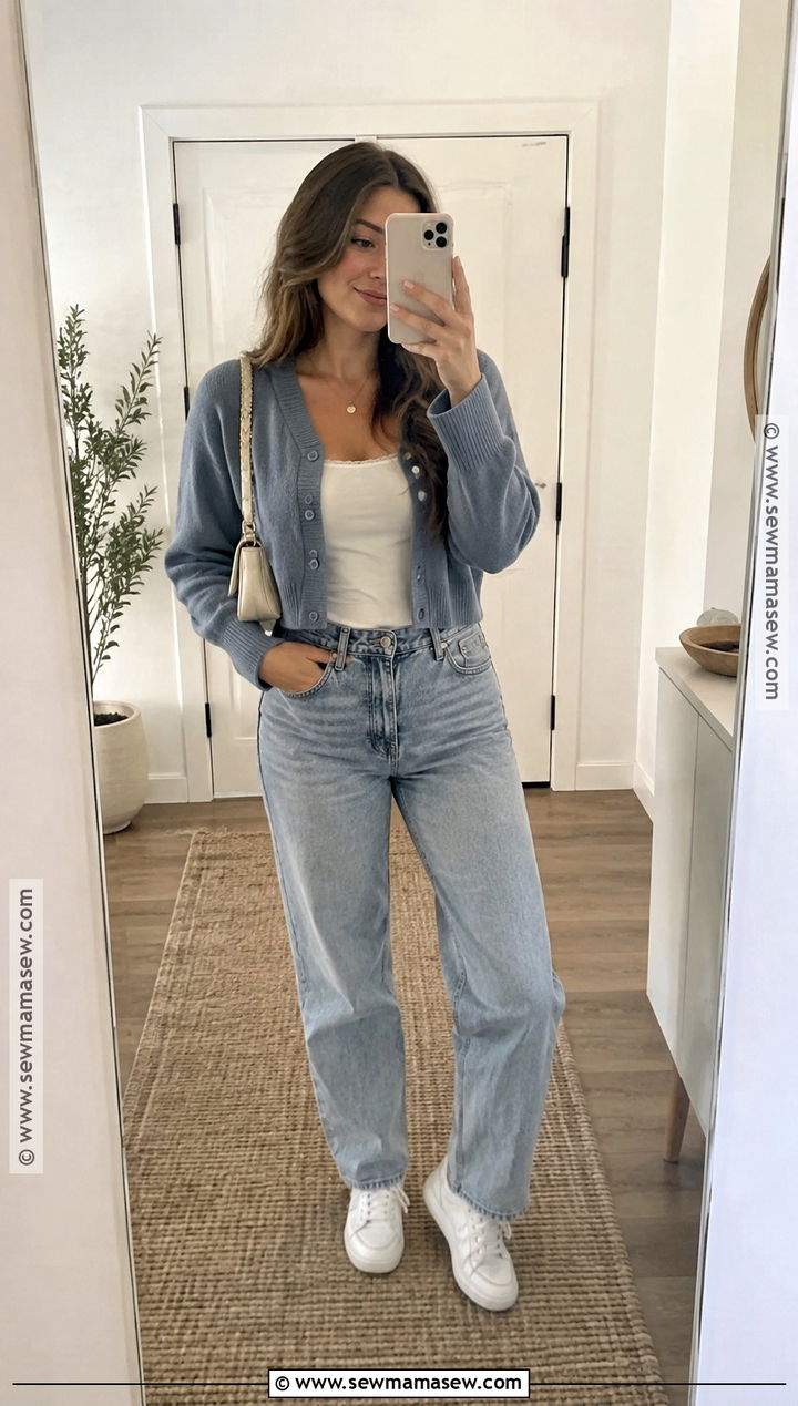 Cardigan And Mom Jeans Fall Outfit - 25 fall outfits 2026 for women