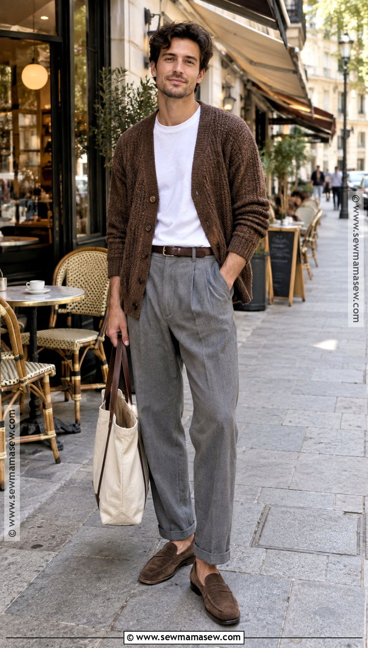 Cardigan And Pleated Trousers Fall Outfit - 15 Mens Fall Fits Aesthetic