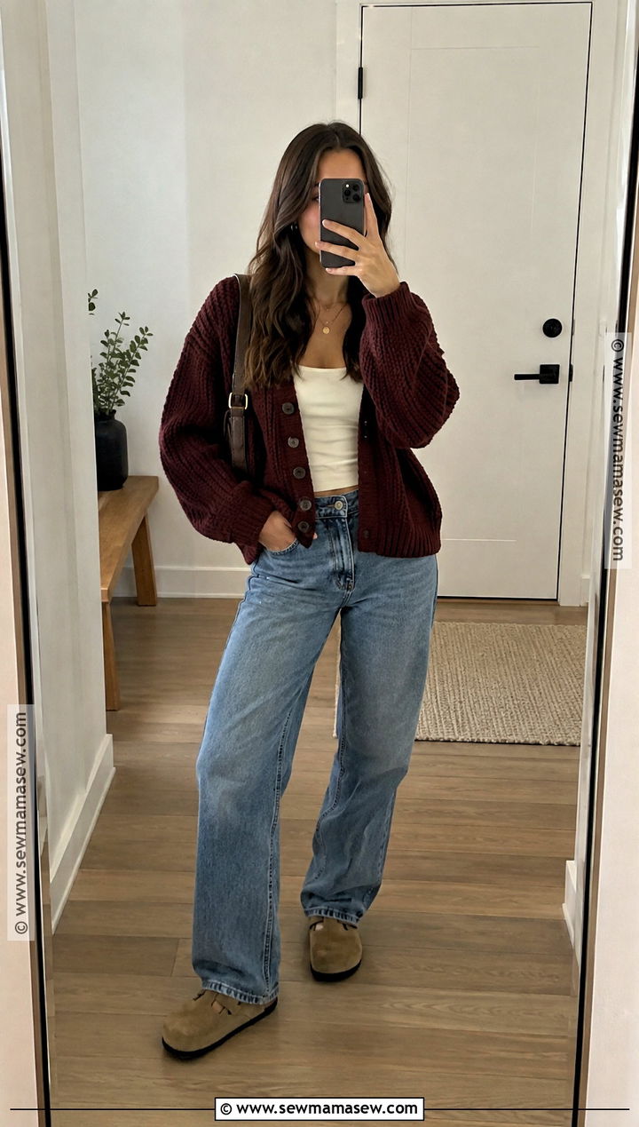 Cardigan And Relaxed Jeans Fall Outfit - 25 comfy outfits fall