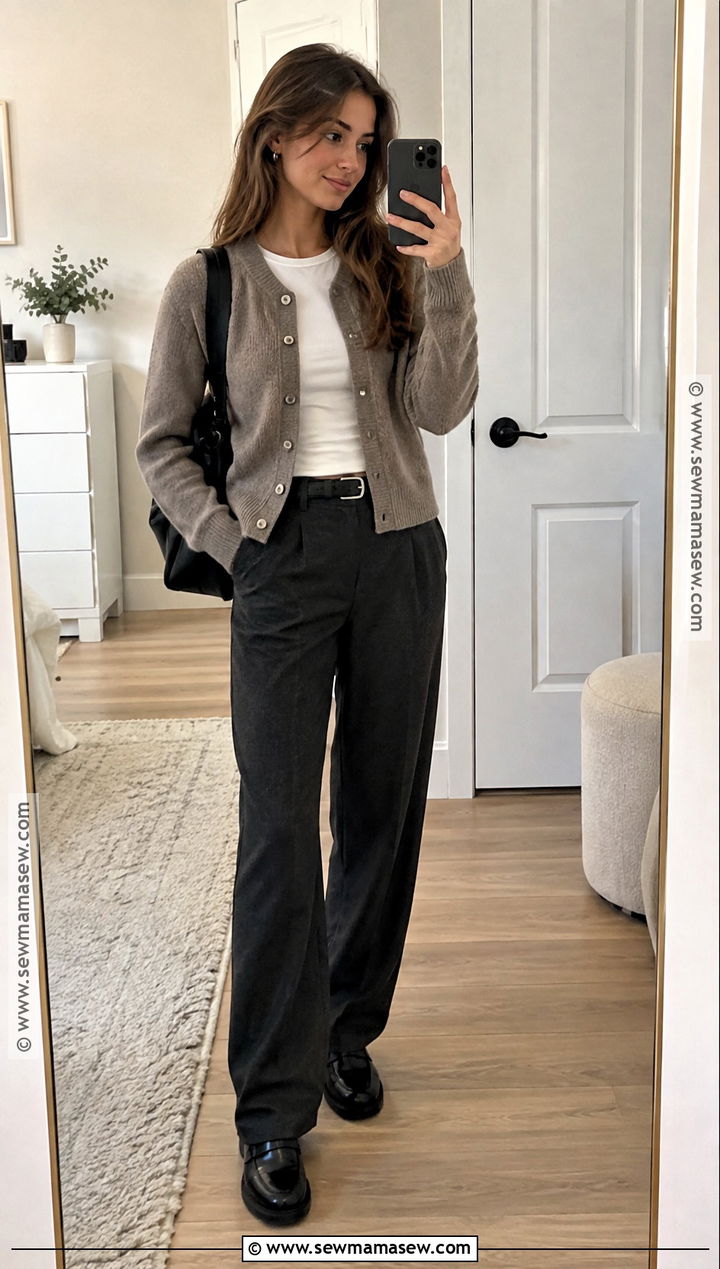 Cardigan And Relaxed Trousers School Outfit - 20 back to school outfits clean for girls