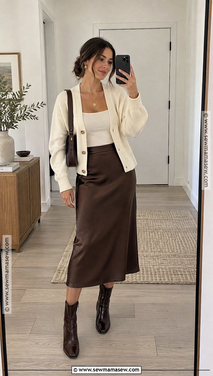 Cardigan And Slip Skirt Autumn Outfit - 15 outfit inspo autumn ideas 2026