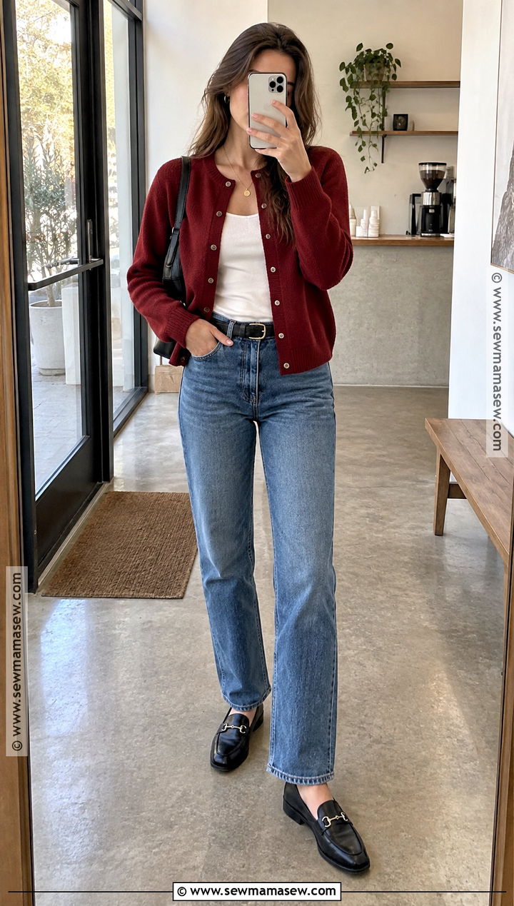 Cardigan And Straight Leg Jeans Fall Date Outfit - 20 fall date outfits for women