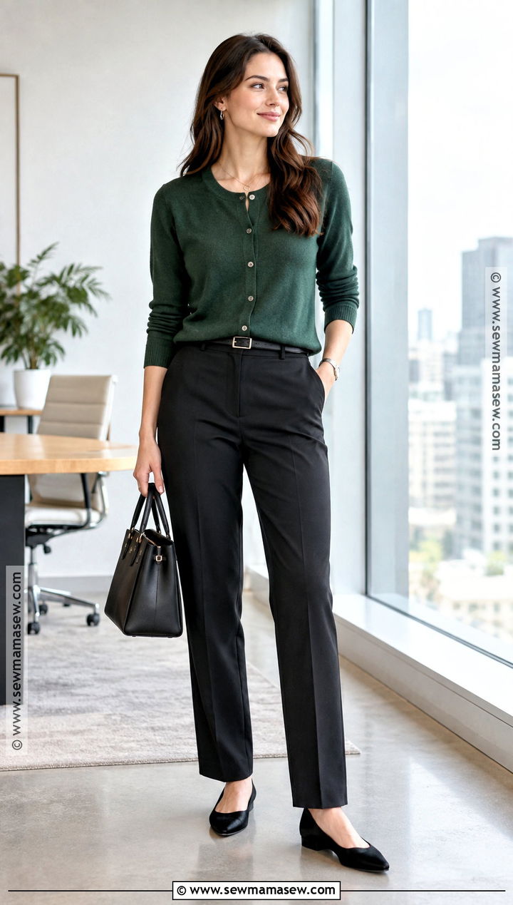 Cardigan And Straight Leg Pants Autumn Work Outfit - 20 smart casual work outfit autumn ideas